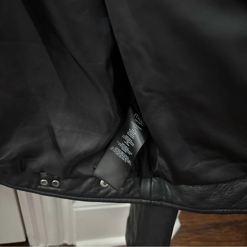 Maje Bostep Blouson Moto Lambskin Leather Jacket FR 40 or US 8 Black Biker - Picture 6 of 14